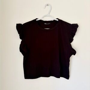 Zara Black Ruffle Sleeve Top